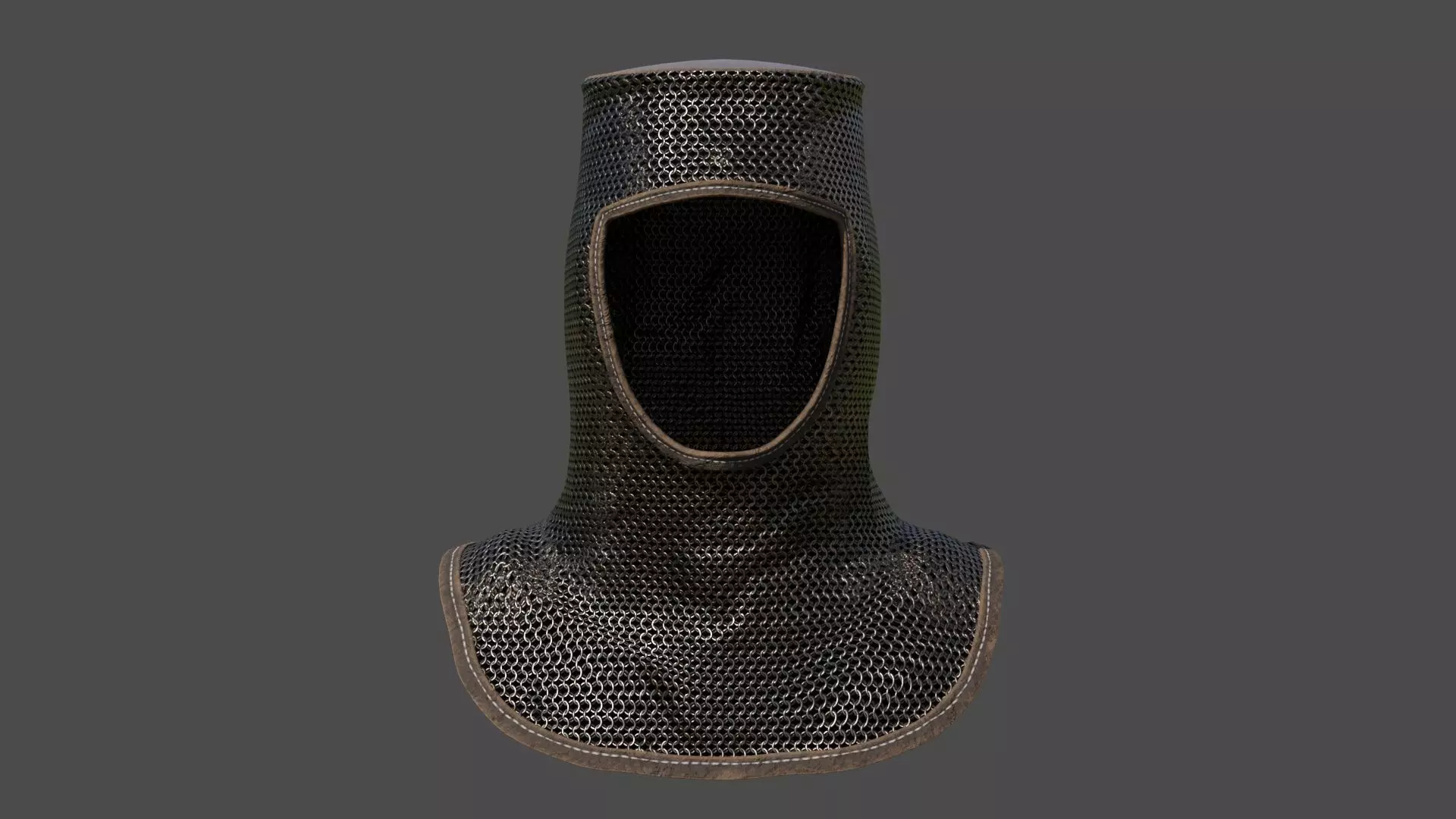 Chainmail medieval helmet 3D model_0