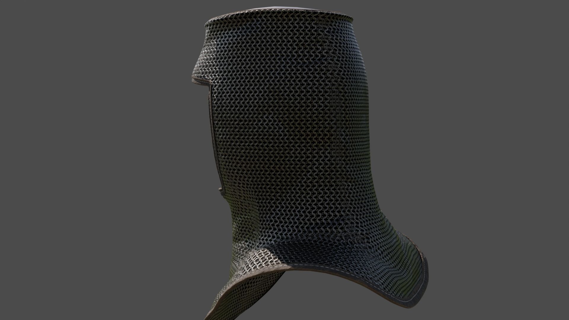 Chainmail medieval helmet 3D model_6