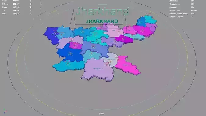 Jharkhand  India map region 3D model geography political