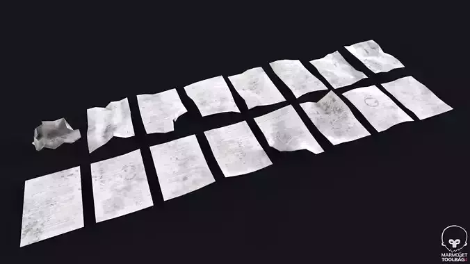 Trash Papers PBR Low Poly Low-poly 3D model