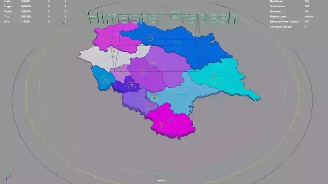 Himachal Pradesh  India map region 3D model geography political