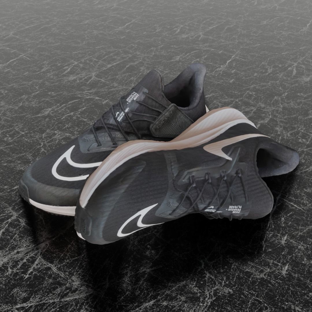 NIKE FLY EASE 2  3D SHOES - BLACK Low-poly 3D model_1