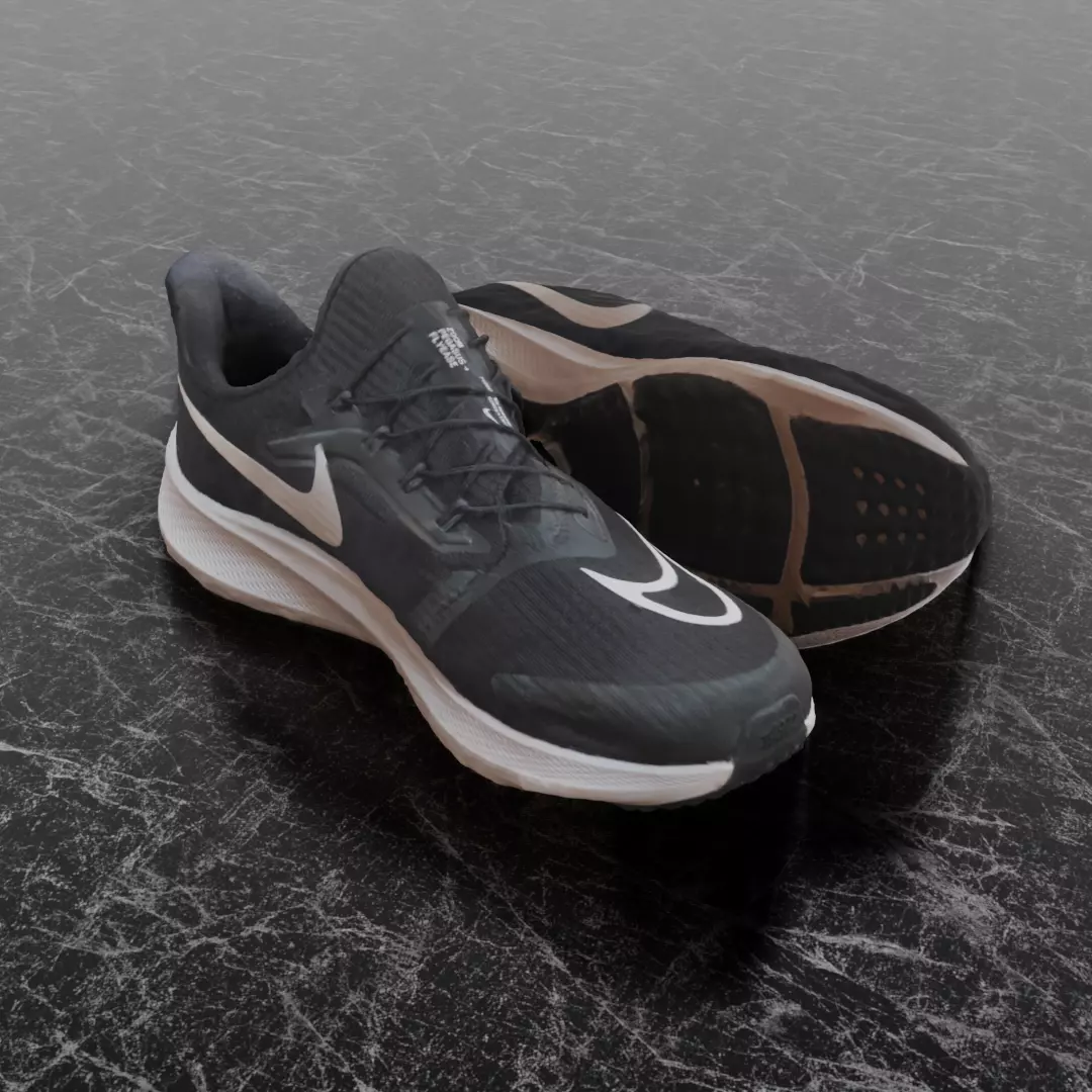 NIKE FLY EASE 2  3D SHOES - BLACK Low-poly 3D model_0