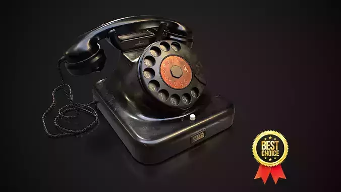 Classic old telephone Siemens Halske W38 Low-poly 3D model