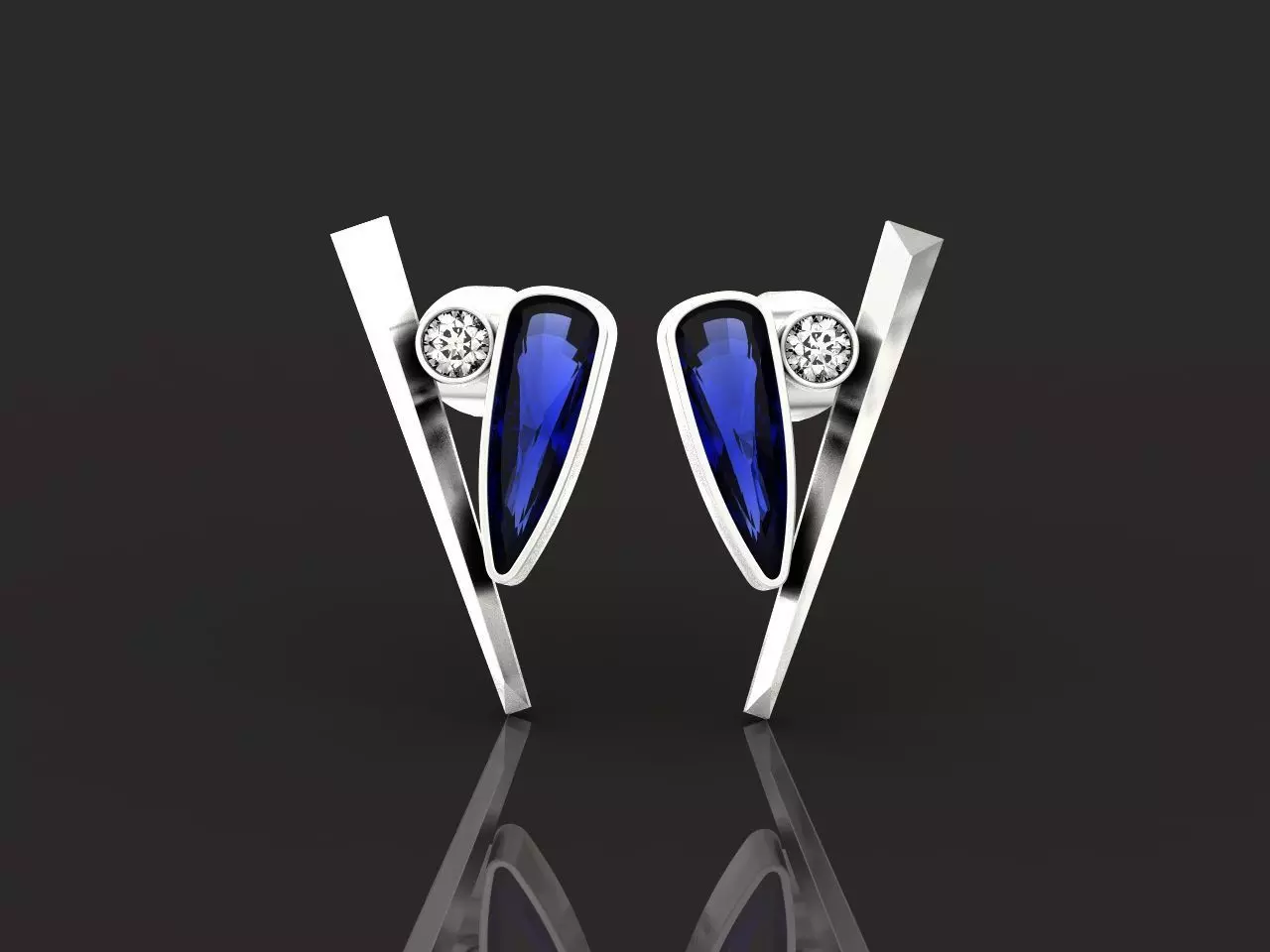 stud earrings round cut stone 959 3D print model