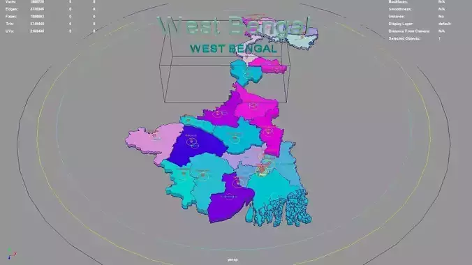 West Bengal  India map region 3D model geography political 3D model