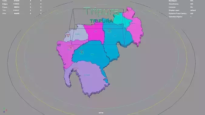 Tripura  India map region 3D model geography political