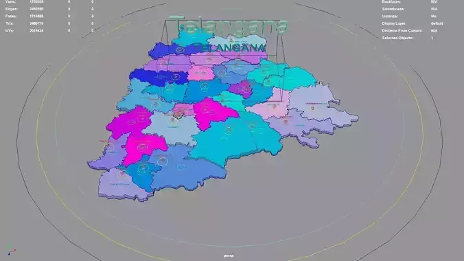 Telangana  India map region 3D model geography political