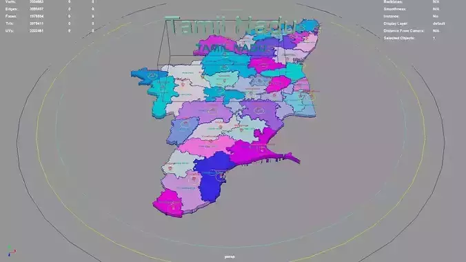 Tamil Nadu  India map region 3D model geography political