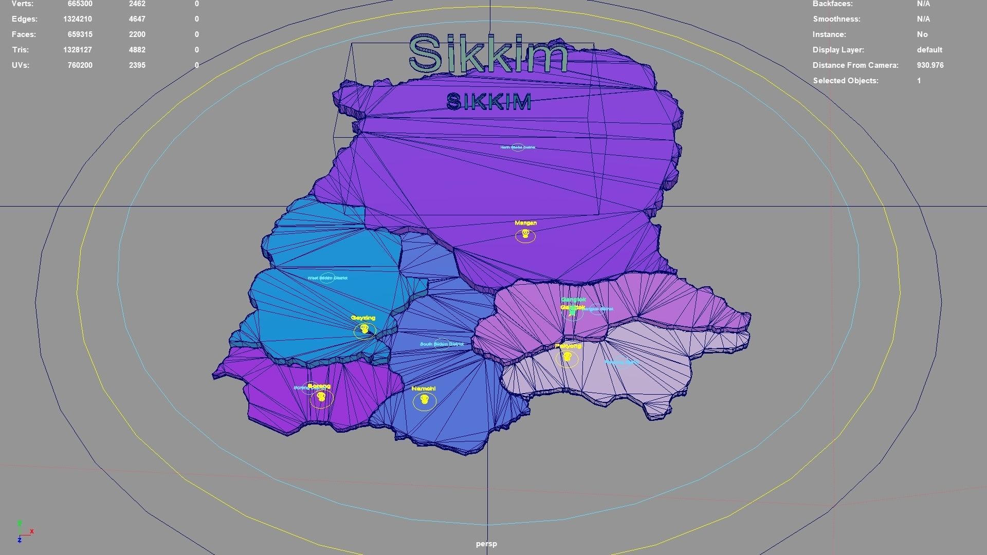 Sikkim  India map region 3D model geography political geographic 3D model_3