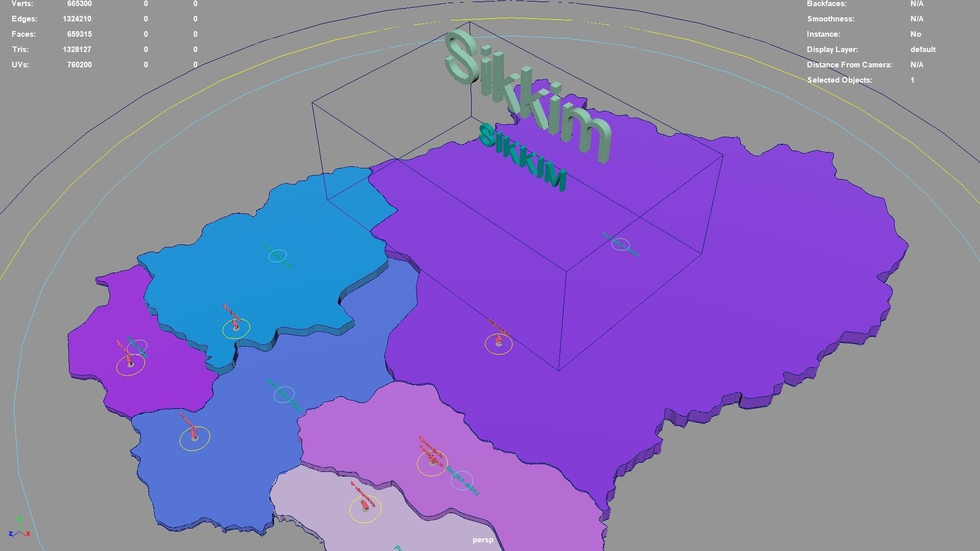 Sikkim  India map region 3D model geography political geographic 3D model_2