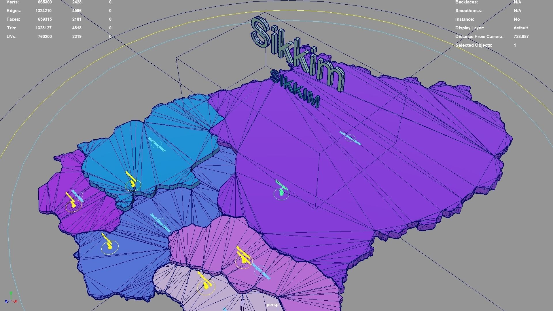Sikkim  India map region 3D model geography political geographic 3D model_5
