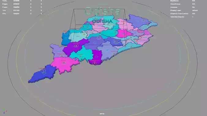 Odisha  India map region 3D model geography political geographic
