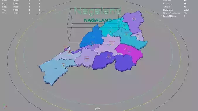 Nagaland  India map region 3D model geography political 3D model