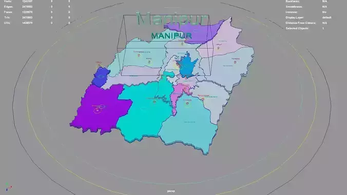 Manipur  India map region 3D model geography political