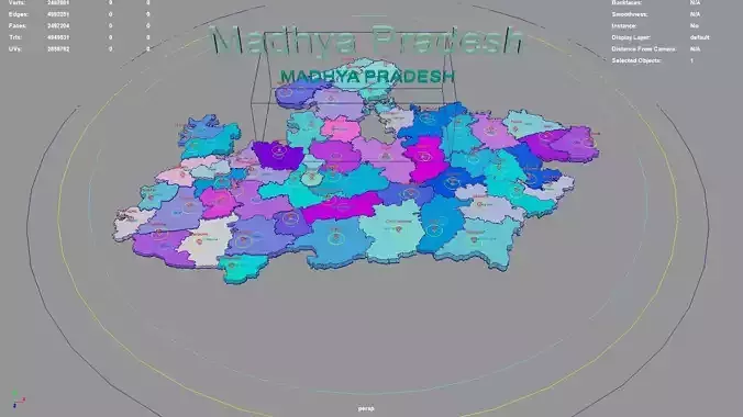Madhya Pradesh  India map region 3D model geography political 3D model