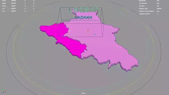Ladakh  India map region 3D model geography political geographic 3D model