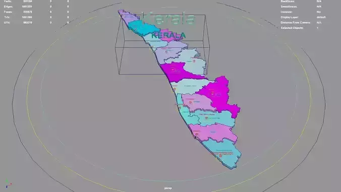 Kerala India map region 3D model geography political geographic 3D model
