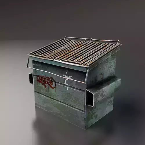 Dumpster trash can with grill on top Low-poly 3D model