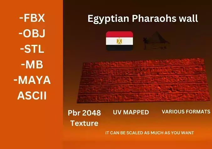 Egyptian pharaohs wall Low-poly 3D model