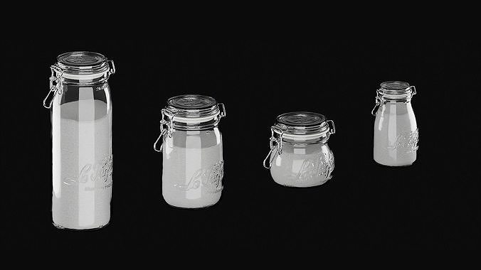 Glass Jar Food Collection 3D model 3