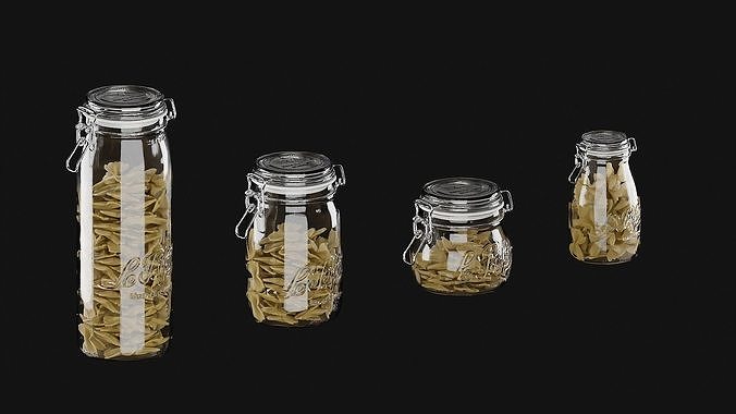 Glass Jar Food Collection 3D model 6