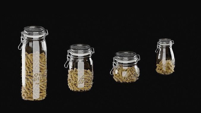 Glass Jar Food Collection 3D model 5
