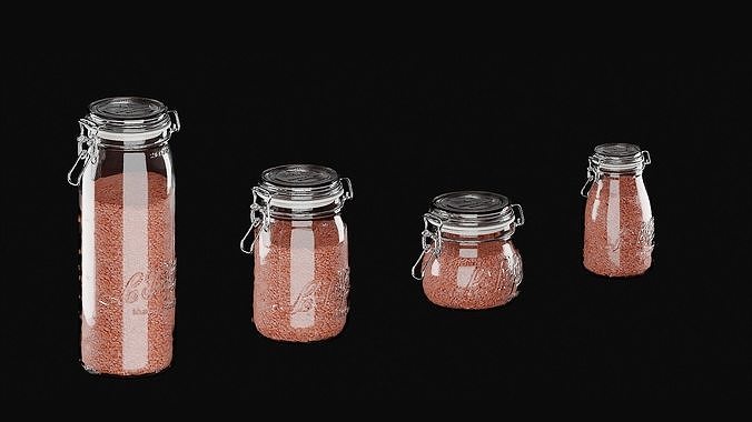 Glass Jar Food Collection 3D model 4