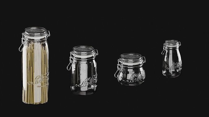 Glass Jar Food Collection 3D model 7