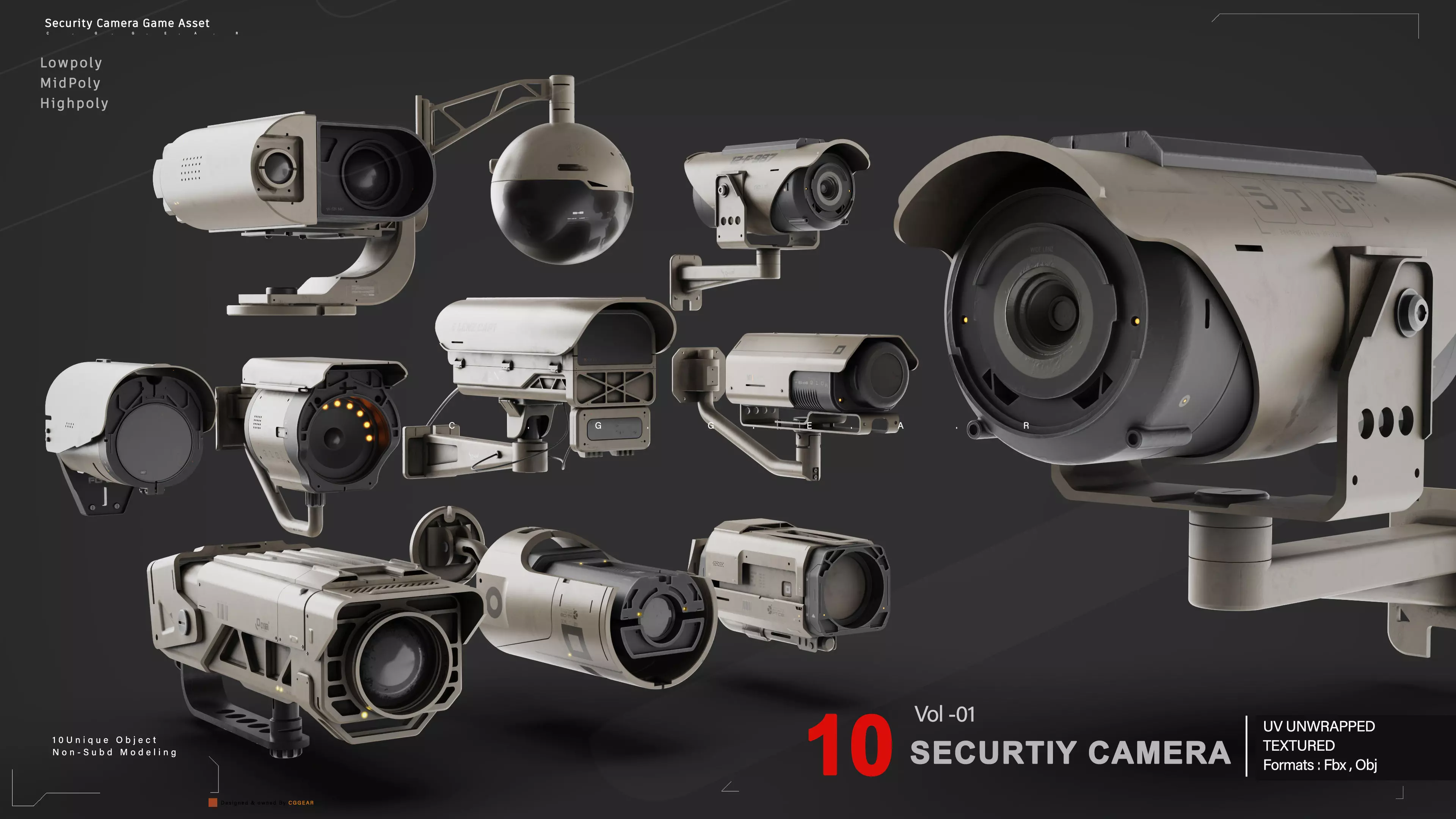 Security Camera VOl 01 Low-poly 3D model