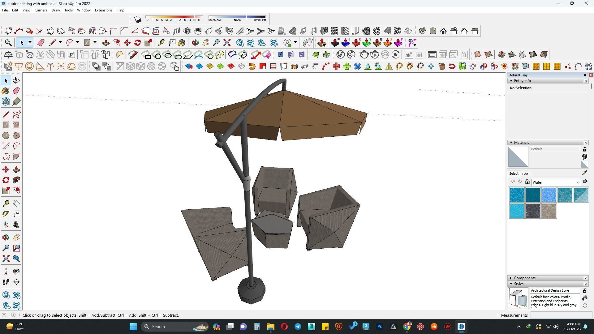 outdoor sitting with umbrella 3D model_2