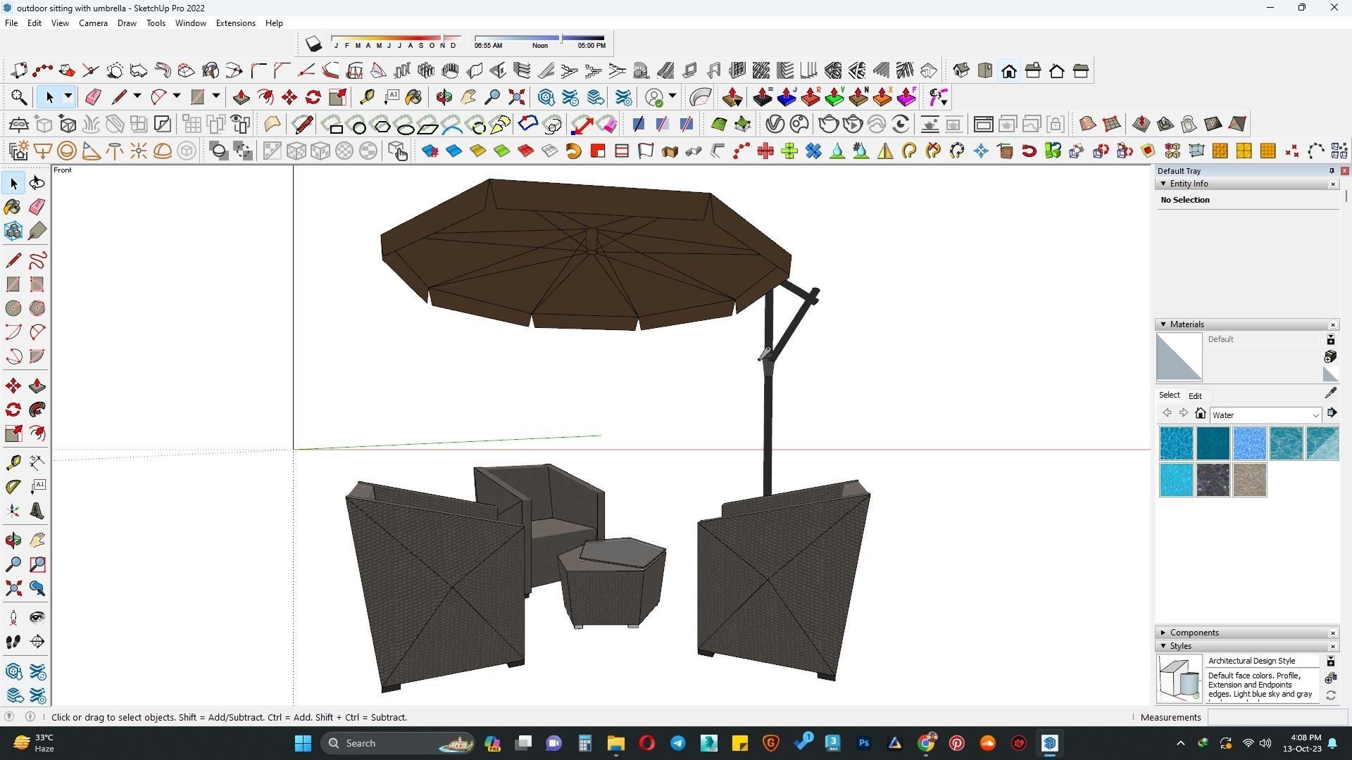 outdoor sitting with umbrella 3D model_3