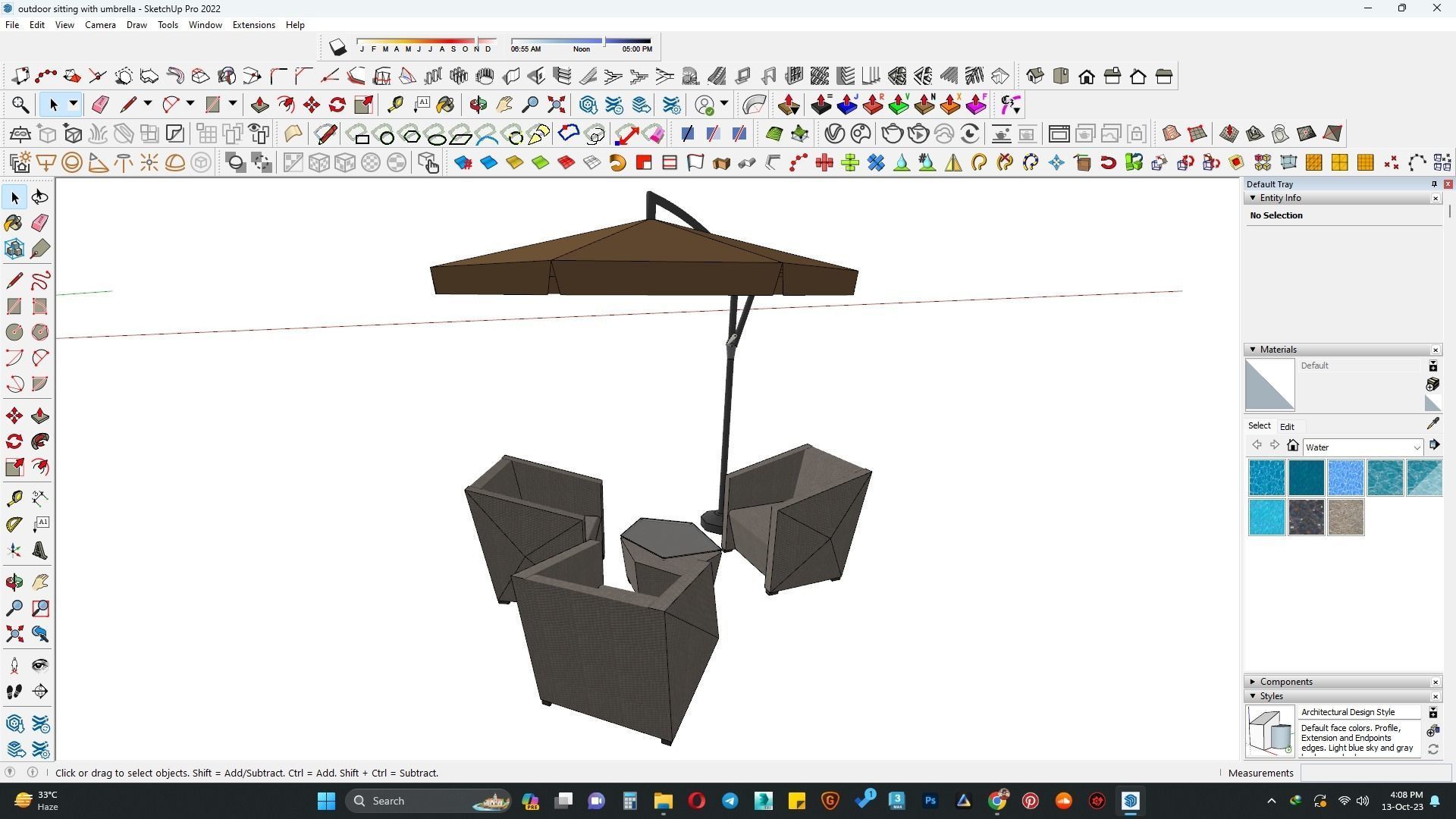 outdoor sitting with umbrella 3D model_6