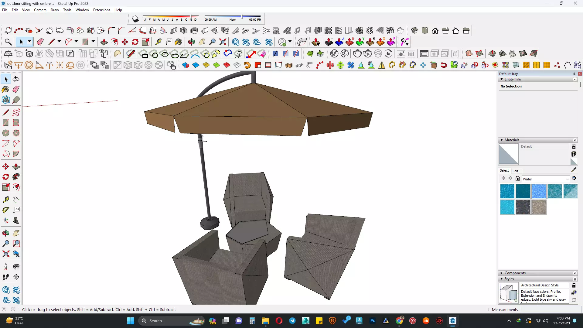 outdoor sitting with umbrella 3D model_0