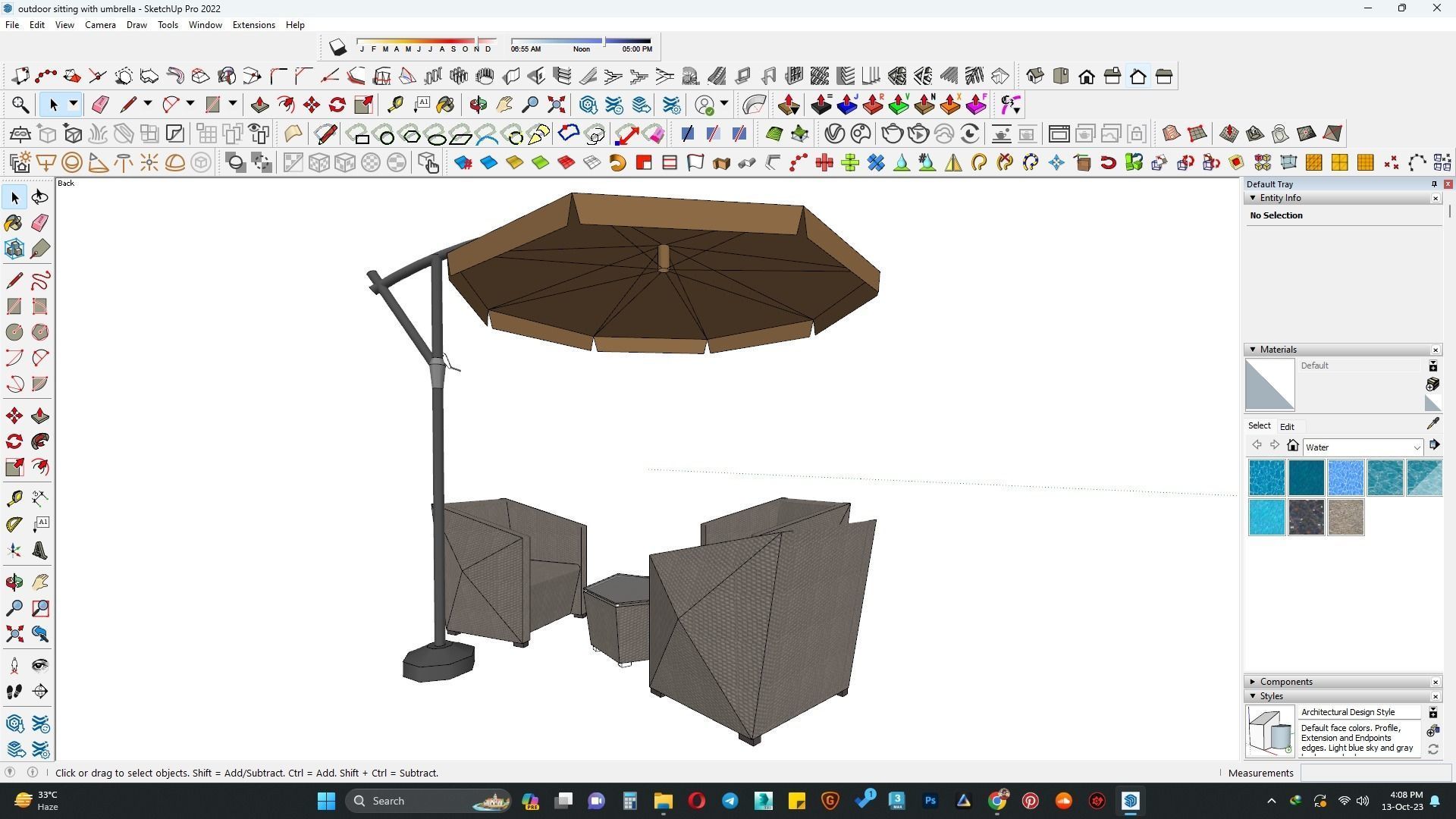 outdoor sitting with umbrella 3D model_1