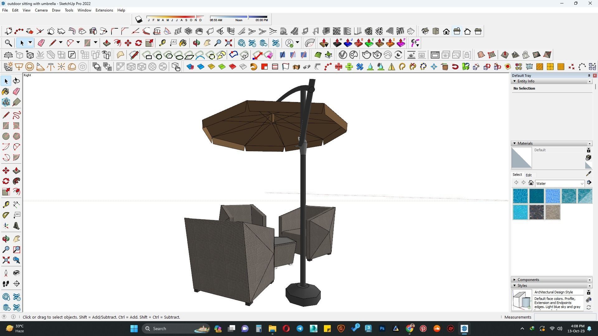 outdoor sitting with umbrella 3D model_4