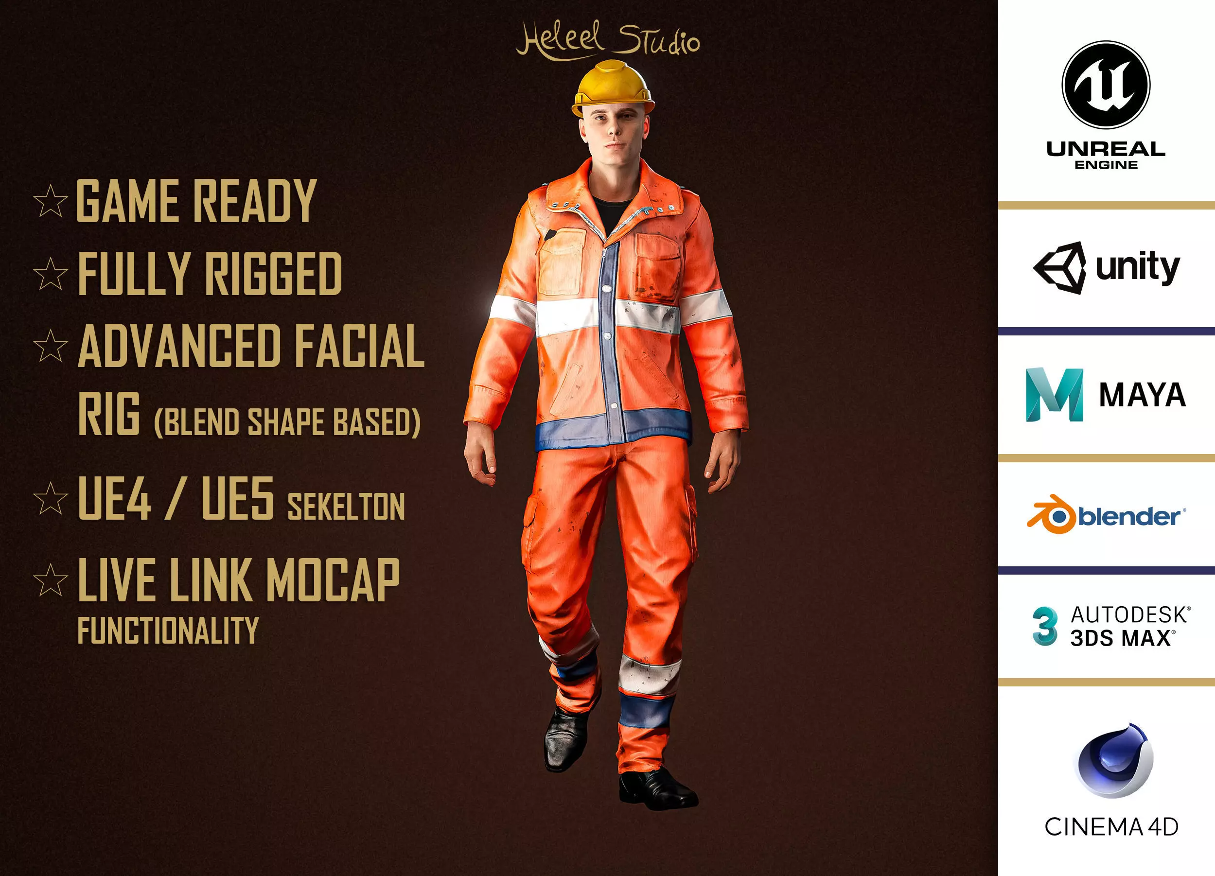 High Quality Male Worker Low-poly 3D model_0