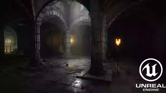 Modular Medieval Dungeon Game Ready Low-poly 3D model
