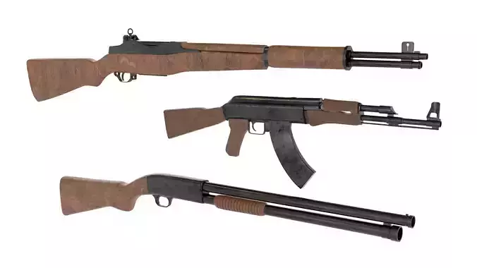 WWII World War II Gun Pack  - AK47 -M1Garand - Shotgun