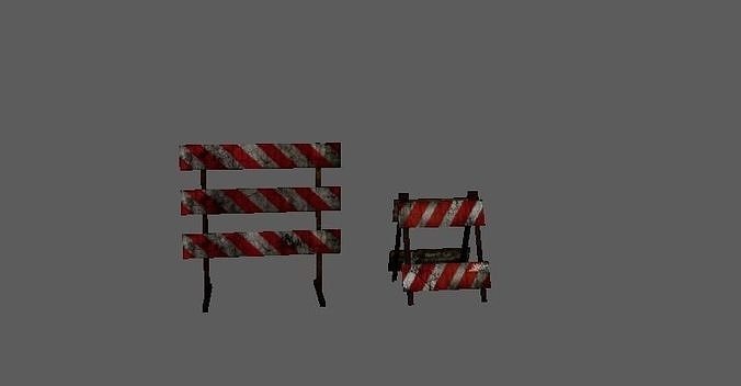 Road work sign  Road blocker  Barricade Low-poly 3D model