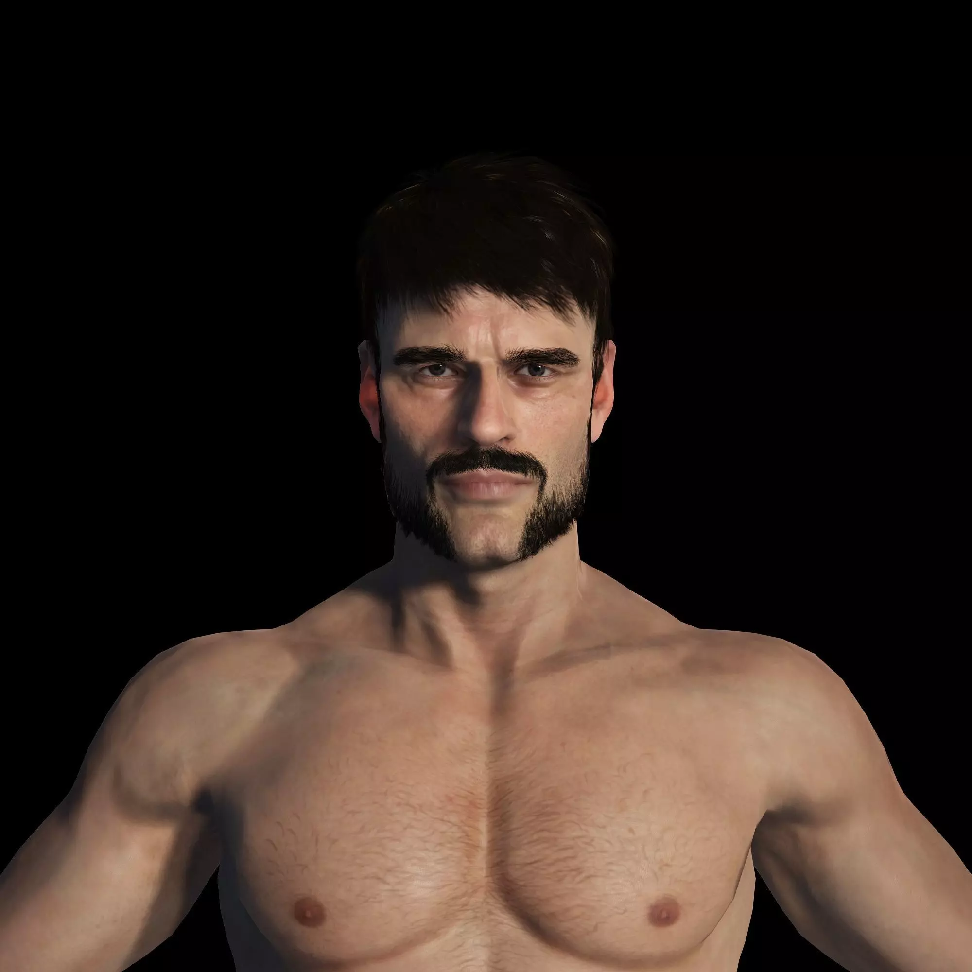 Realistic 3D Muscle Man Character ready for all softwares Low-poly 3D model_0