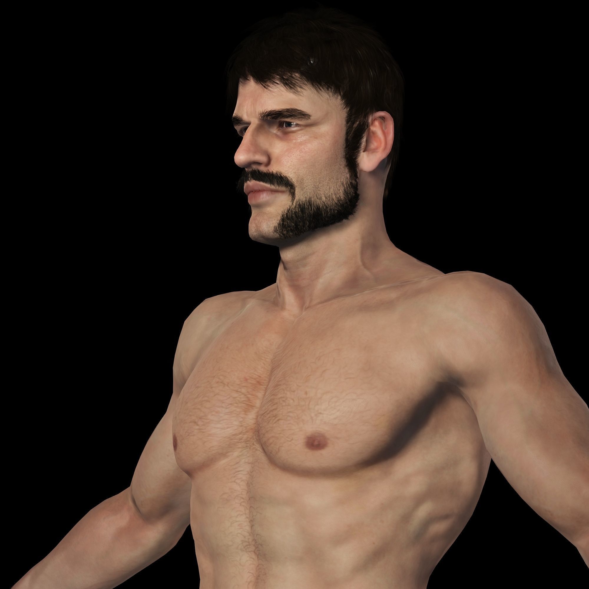 Realistic 3D Muscle Man Character ready for all softwares Low-poly 3D model_5