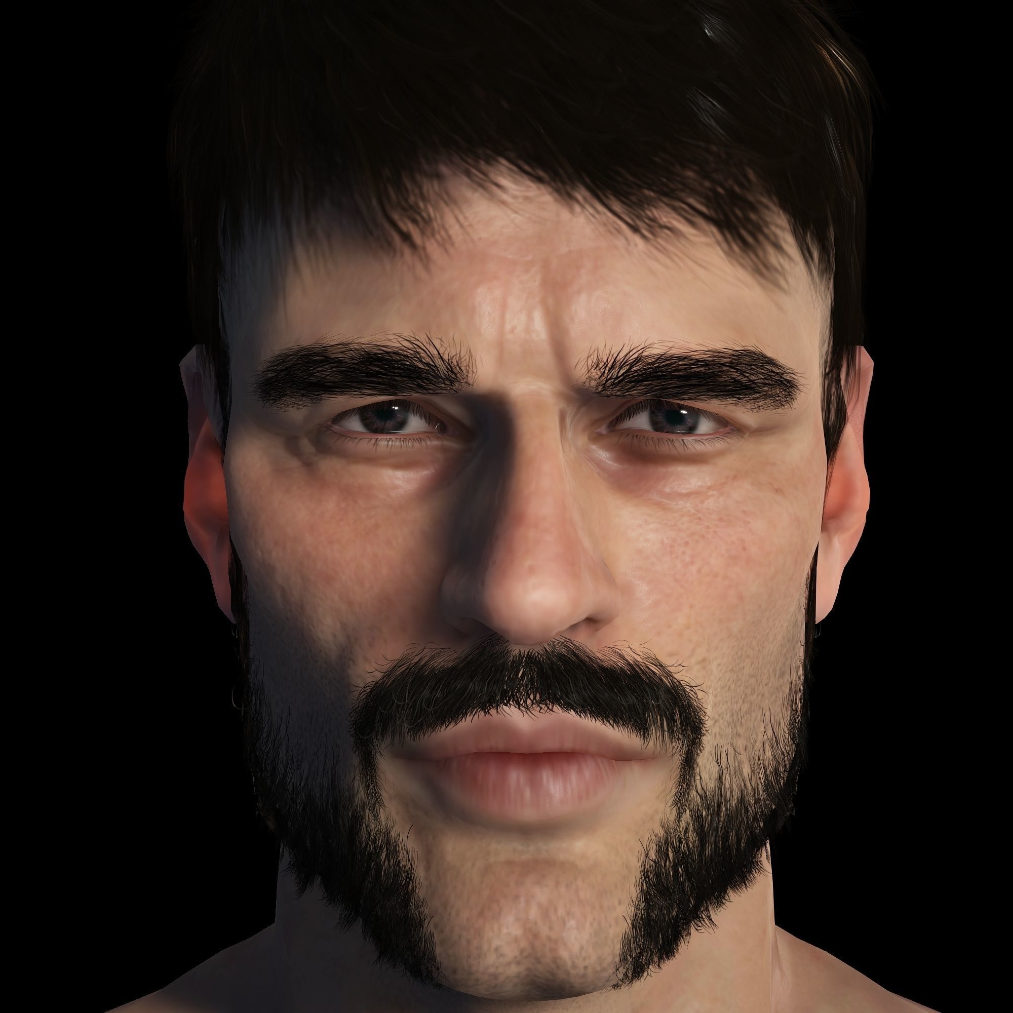 Realistic 3D Muscle Man Character ready for all softwares Low-poly 3D model_2