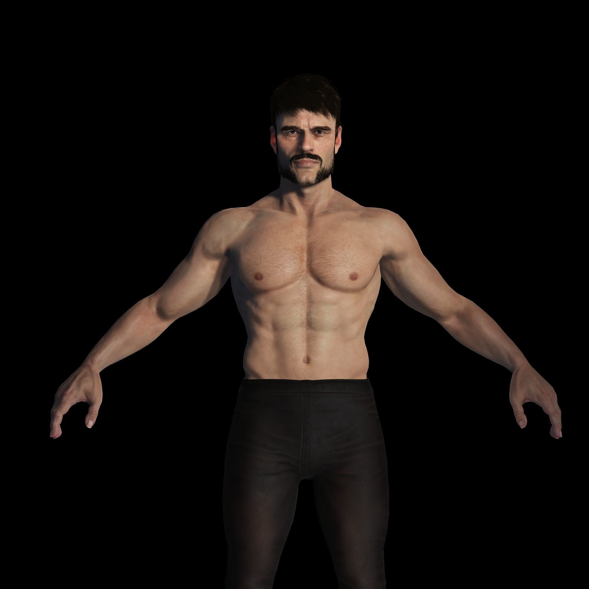 Realistic 3D Muscle Man Character ready for all softwares Low-poly 3D model_3