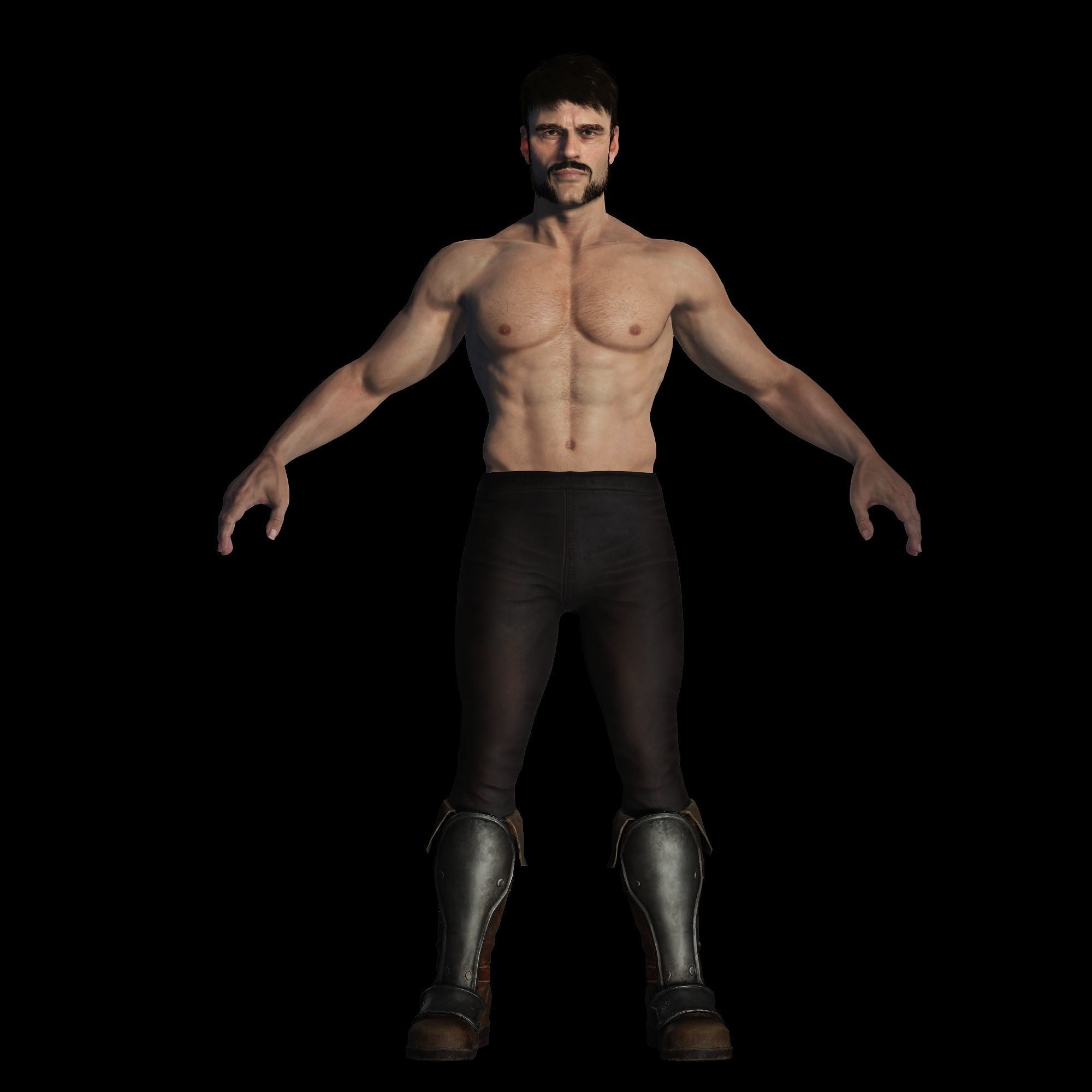 Realistic 3D Muscle Man Character ready for all softwares Low-poly 3D model_7