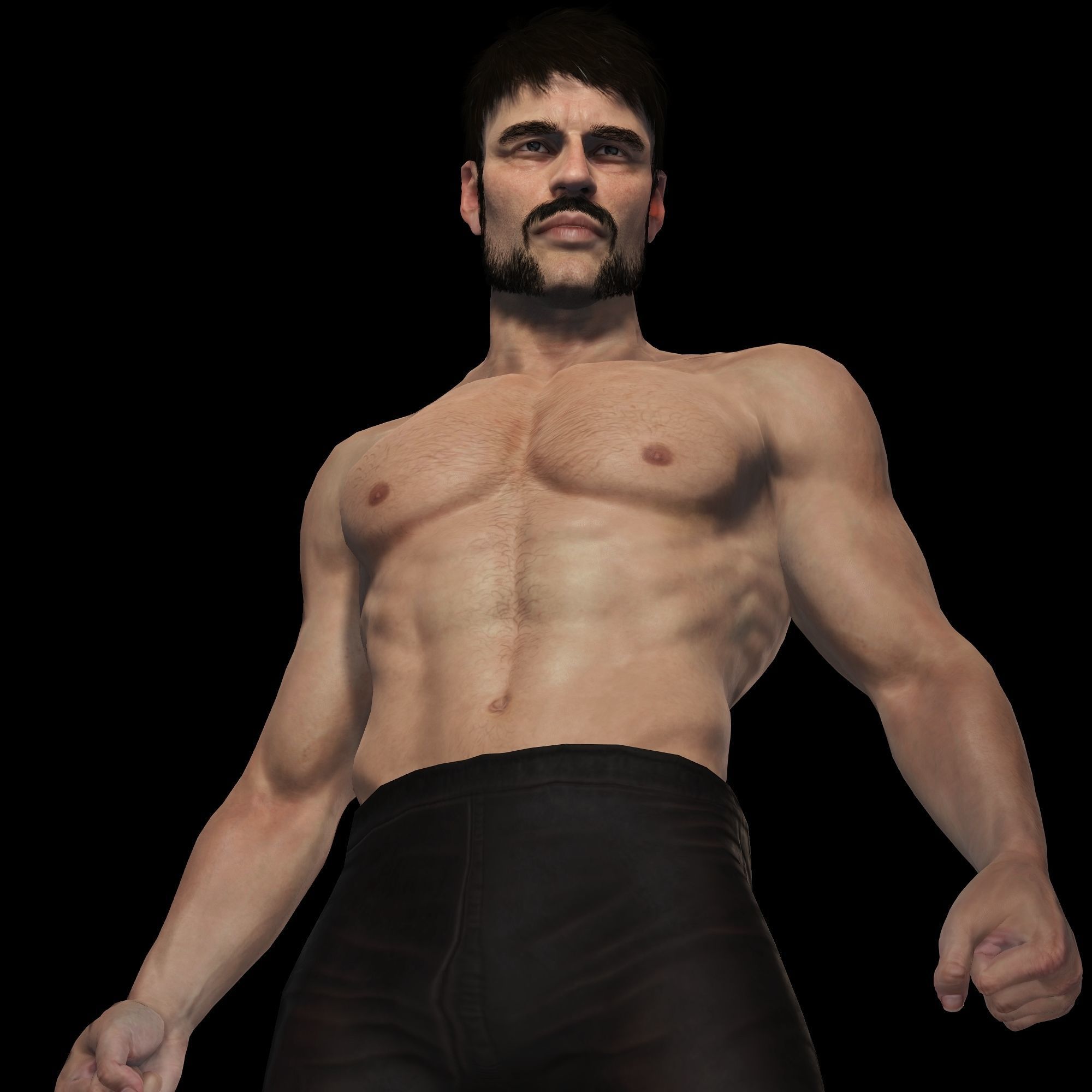 Realistic 3D Muscle Man Character ready for all softwares Low-poly 3D model_10