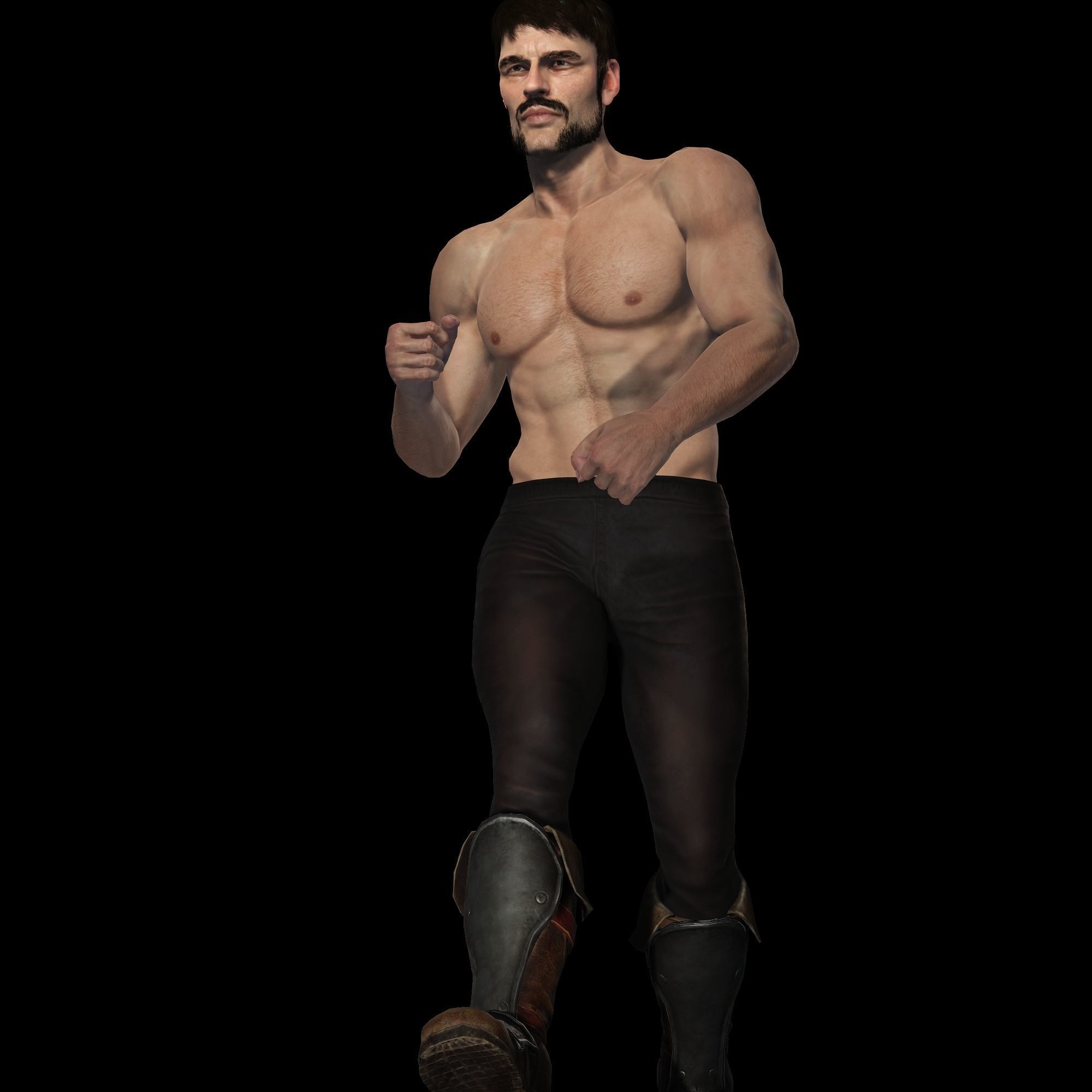 Realistic 3D Muscle Man Character ready for all softwares Low-poly 3D model_6