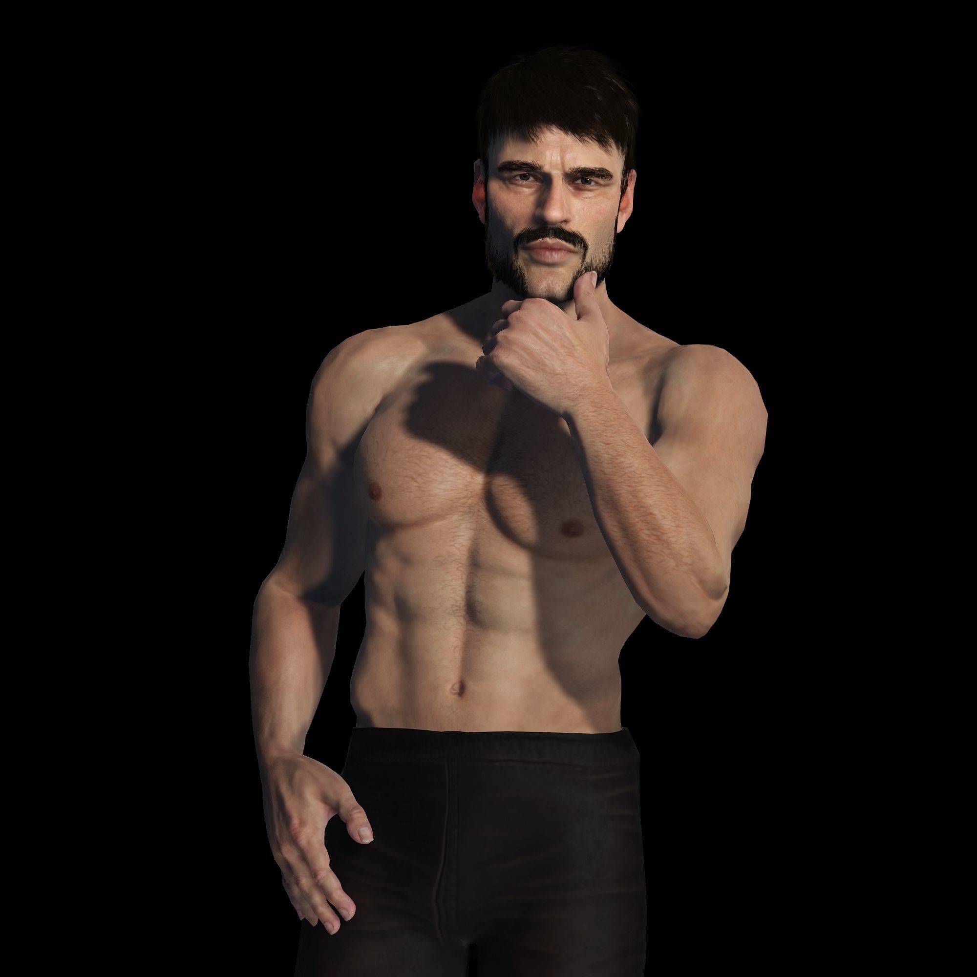 Realistic 3D Muscle Man Character ready for all softwares Low-poly 3D model_8