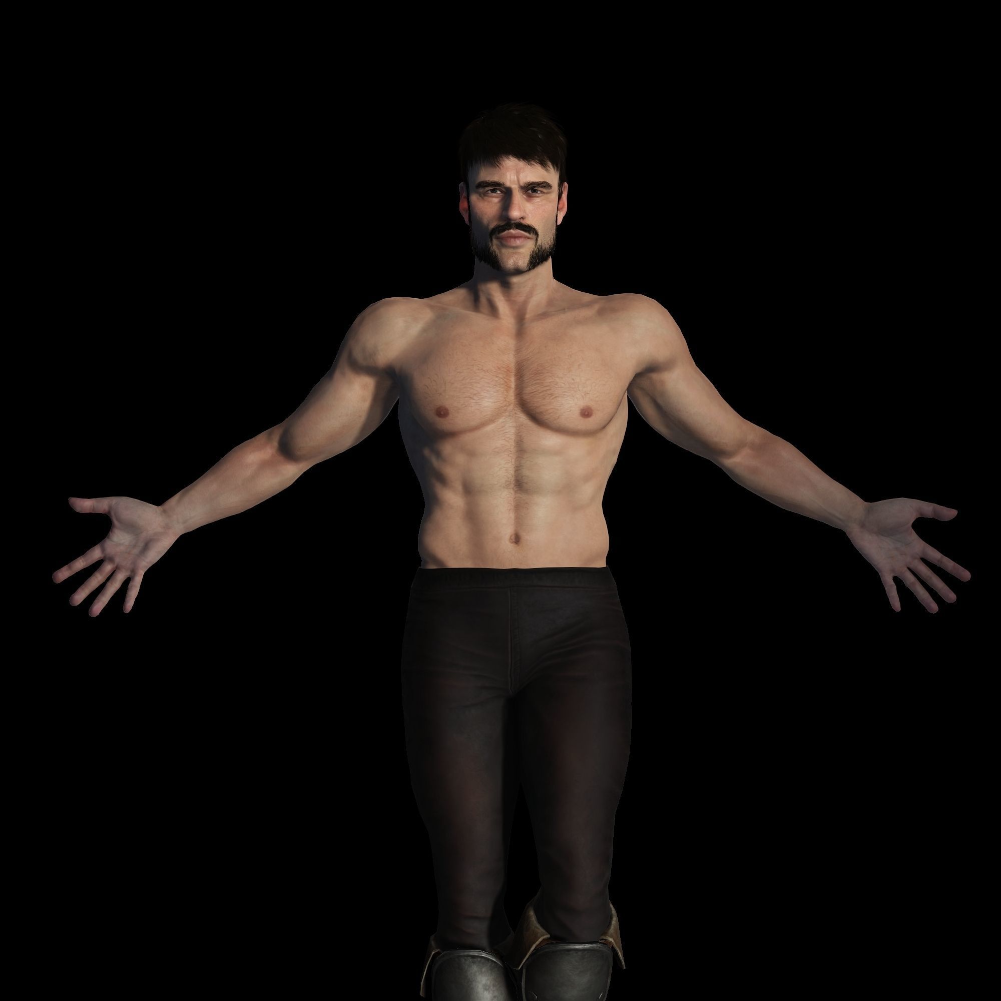 Realistic 3D Muscle Man Character ready for all softwares Low-poly 3D model_4