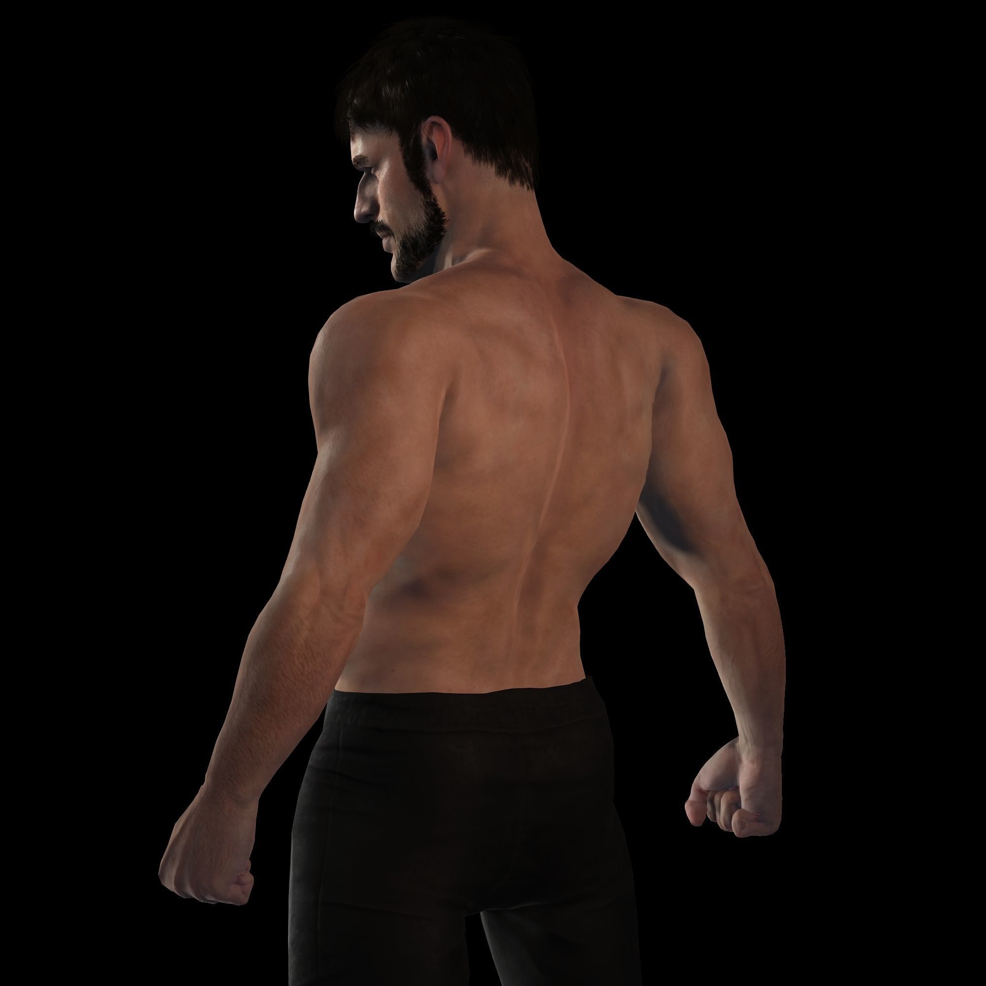 Realistic 3D Muscle Man Character ready for all softwares Low-poly 3D model_9